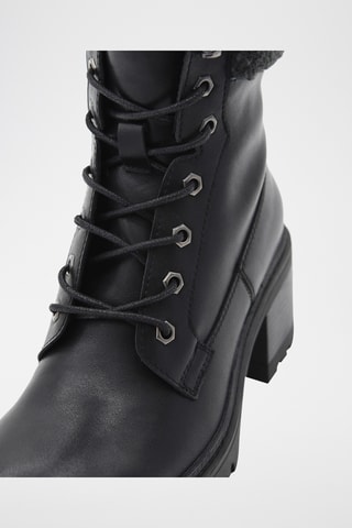 Gevoerde Leren Enkellaarzen - Zwart