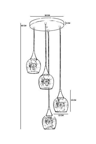 Suspension - Doré - 4 x 40 W