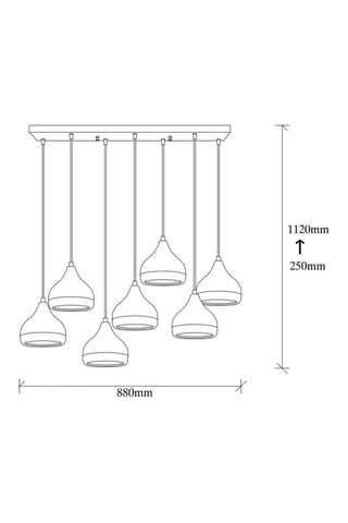 Suspension Yildo - Noir et doré - 7 x 40 W