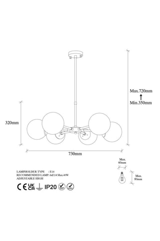 Suspension Akkas - Doré et blanc - 6 x 40 W
