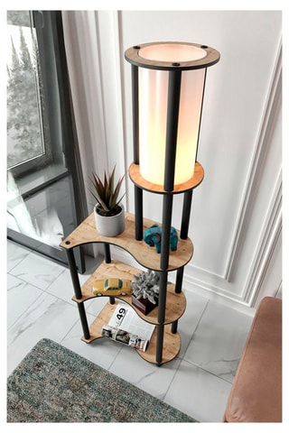 Lampadaire - Noir et imitation noyer - 40 W - 140 cm