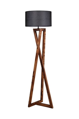 Lampadaire en bois - Naturel et noir - 60 W