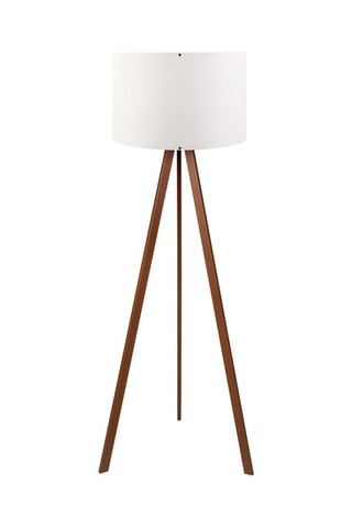 Lampadaire trépied - Imitation bois foncé et blanc - 60 W - 140 cm