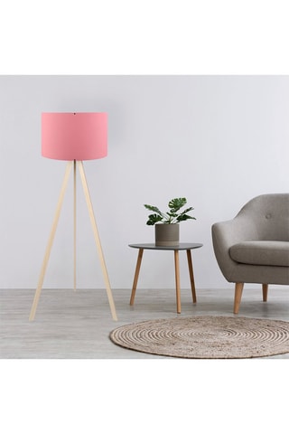 Lampadaire trépied Ayd-1212 - Rose et naturel - 60 W - 140 cm