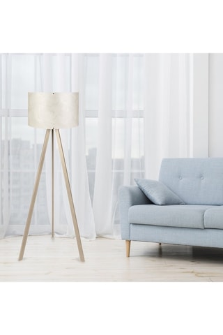 Lampadaire trépied Ayd-1806 - Beige et doré - 60 W - 140 cm