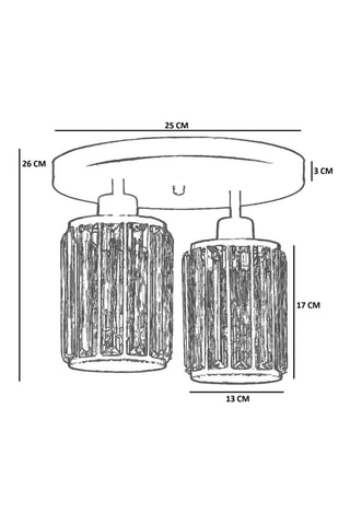 Plafonnier - Doré et blanc - 2 x 40 W
