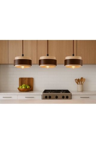 Suspension en bois et travertin - Beige