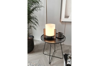 Lampe à poser en pin - Blanc et marron - 40 W