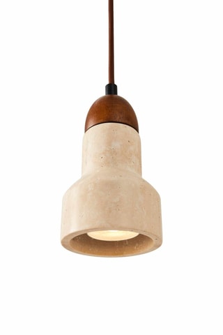 Suspension en bois et travertin - Beige - 10 W