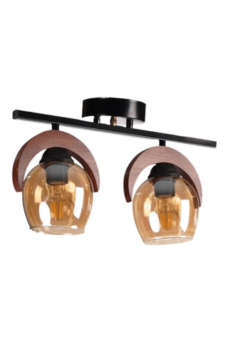 Houten Plafondlamp - Zwart - 2 x 40 W