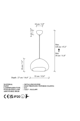 Suspension - 40 W - Blanc