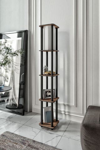 Lampadaire avec étagère - Imitation bois - 40 W