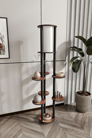 Lampadaire avec étagère - Noir - 40 W