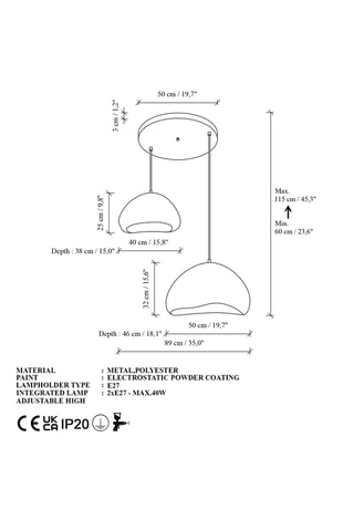 Suspension - Blanc - 2 x 40 W
