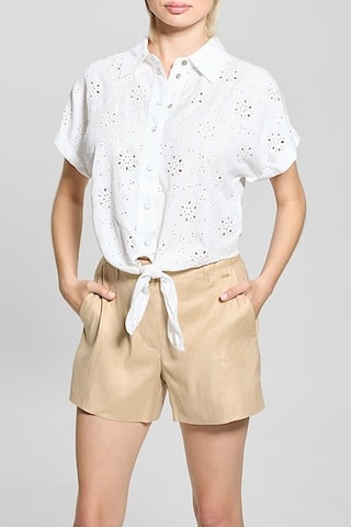 Chemisier noué en broderie anglaise Brigitte - Blanc