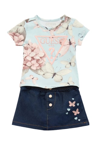 T-shirt et jupe - Ciel et bleu marine