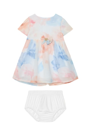Robe tie and dye et blommer - Blanc et ciel