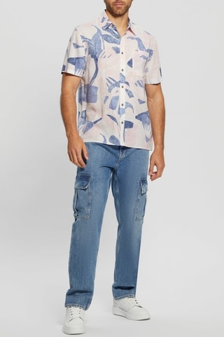 Chemise en lin Collin - Blanc et rose