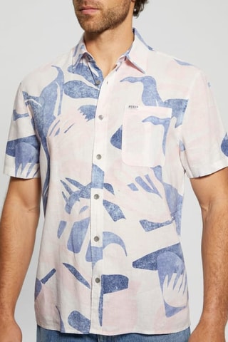 Chemise en lin Collin - Blanc et rose