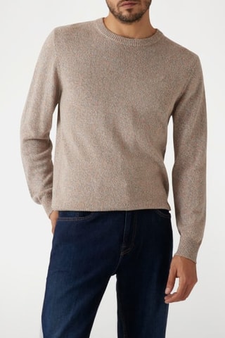 Pull Fisher - Taupe chiné et marron clair