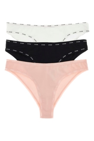 3 tangas Basic Brazilian - Rose et blanc