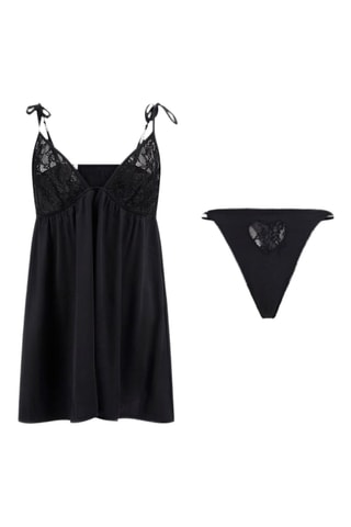 Babydoll et string Vanessa - Noir