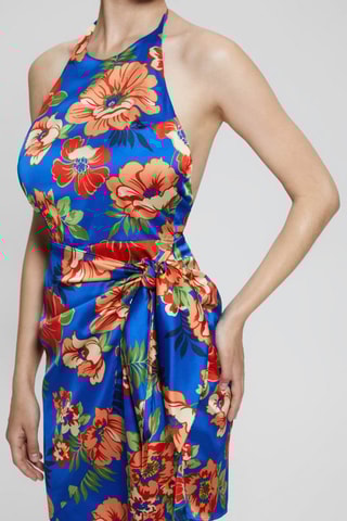 Robe portefeuille Harper - Bleu roi et rouge