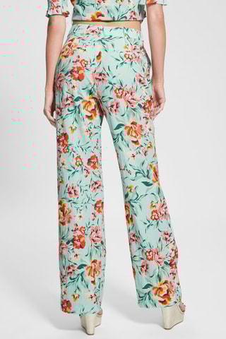 Pantalon wide legs taille haute Adele - Vert clair et rose