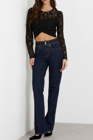 Crop top en dentelle Ariel - Noir