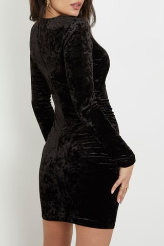 Robe drapée en velours Tess - Noir