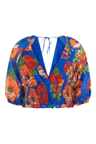 Crop top en ramie Ariana - Indigo et orange