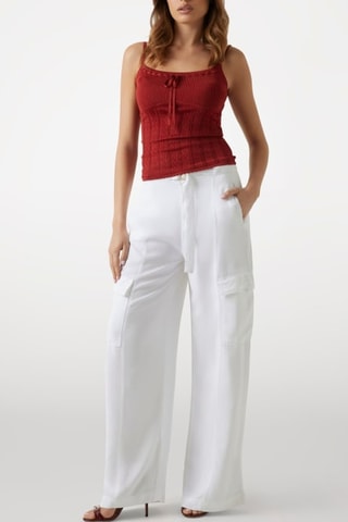Pantalon cargo taille haute Agatha - Blanc