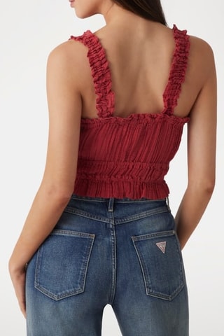 Crop top en ramie Reya - Rouge brique