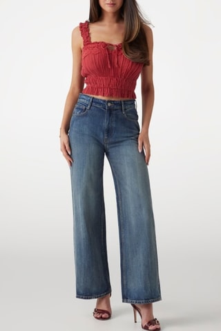 Crop top en ramie Reya - Rouge brique