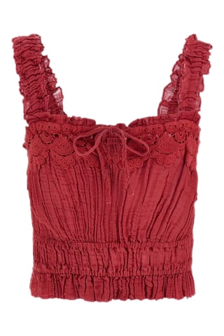Crop top en ramie Reya - Rouge brique