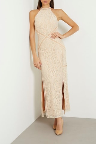 Robe longue en dentelle Liza - Beige