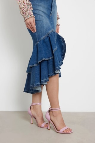 Jupe asymétrique en jean taille haute Marina - Bleu marine