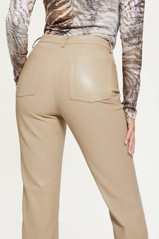 Pantalon droit taille haute - Beige