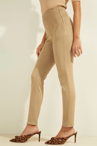 Pantalon slim taille haute - Marron clair