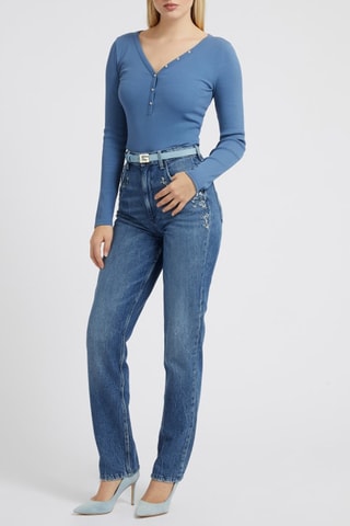 Jean mom taille haute - Bleu