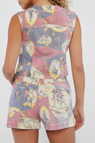 Veste sans manches en jean - Gris et rose foncé