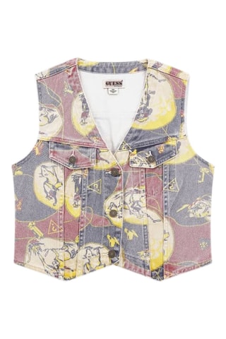 Veste sans manches en jean - Gris et rose foncé