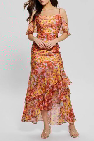 Robe longue - Orange et rouge