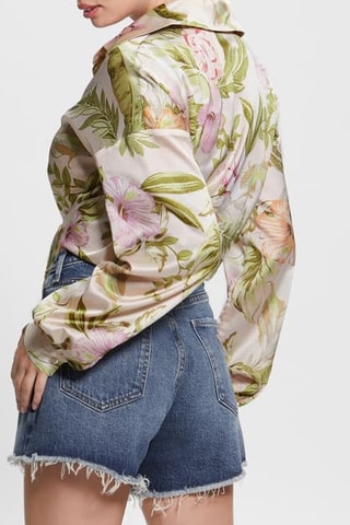 Chemisier noué - Ecru et vert