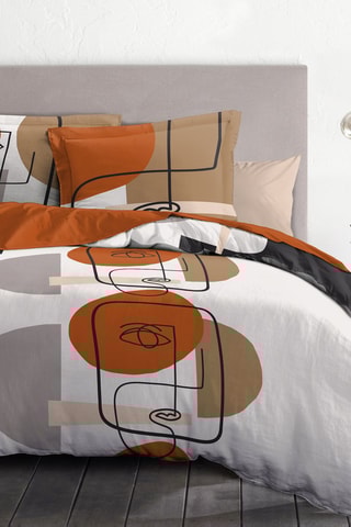 Juego de nórdico de algodón 57 hilos/cm² Méli-mélo - Naranja y blanco