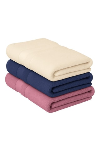 3 toallas de mano Le temps d'un bain - Beige, azul y rosa - 50 x 100 cm
