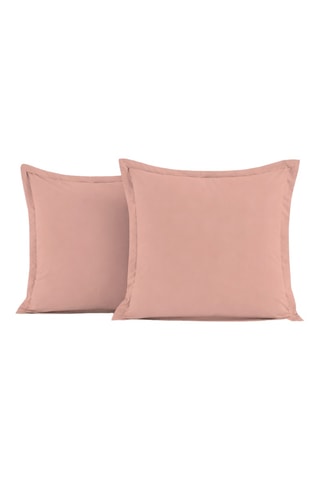 2 fundas de almohada y 2 fundas de almohadón de algodón 57 hilos/cm² - Rosa