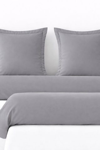 2 fundas de almohada y 2 fundas de almohadón de algodón 57 hilos/cm² - Gris claro
