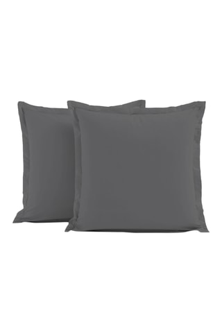 2 fundas de almohada y 2 fundas de almohadón de algodón 57 hilos/cm² - Gris oscuro
