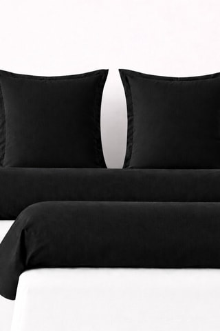 2 fundas de almohada y 2 fundas de almohadón de algodón 57 hilos/cm² - Negro